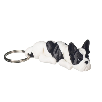 Brelok z psem buldog francuski – łaciaty brelok 3D do kluczy